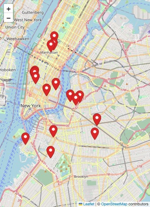 Tapped In map of tonight's shows